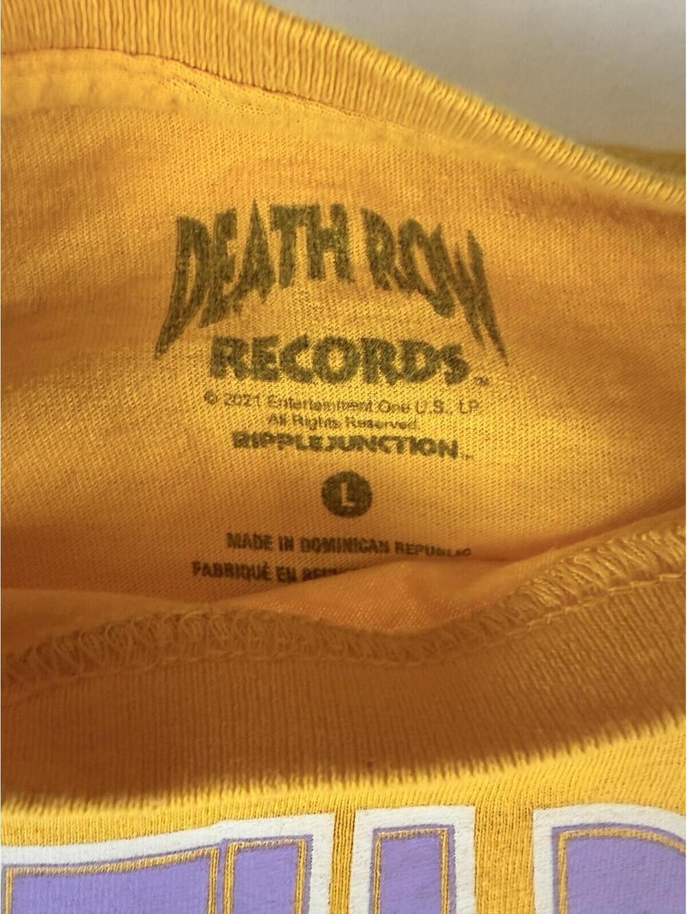 Death Row Records Graphic T Shirt Yellow Purple Logo Mens Size L - Picture 3 of 5